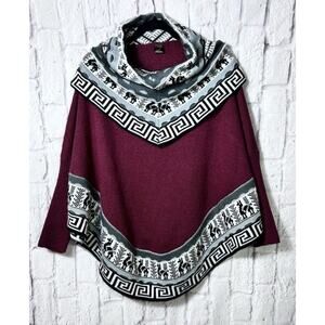 Alpaca Collection Made In Peru Womens Poncho Scarf Cowl Neck Shawl Geometric M/L